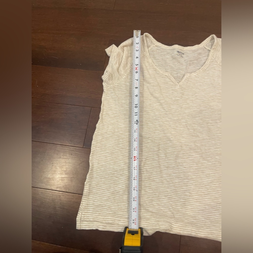 guc madewell Striped Cream Women's henley cotton t-shirt small - Picture 3 of 4
